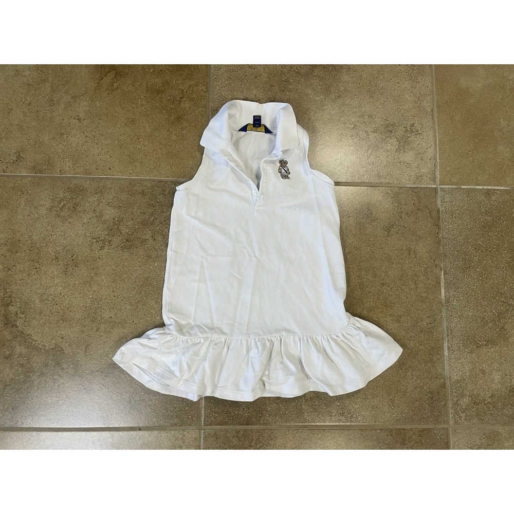POLO Ralph Lauren Girls Dress Girls Kids Size 5 White Cotton Tennis Sleeveless